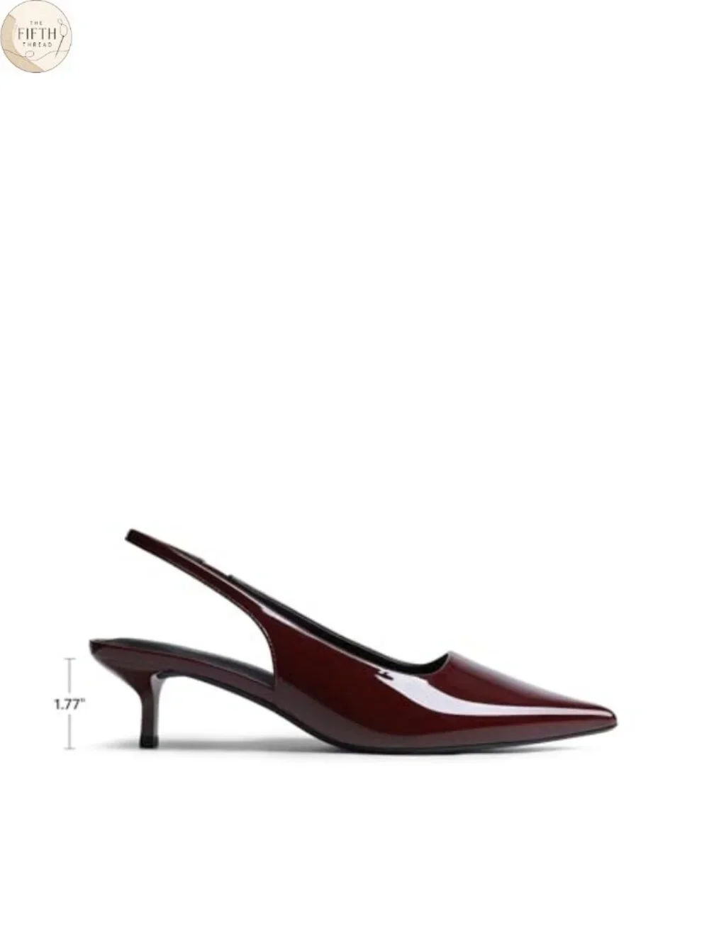 Kitten Heel Slingback Pumps Pointed Toe Faux Leather Office Dress Shoes